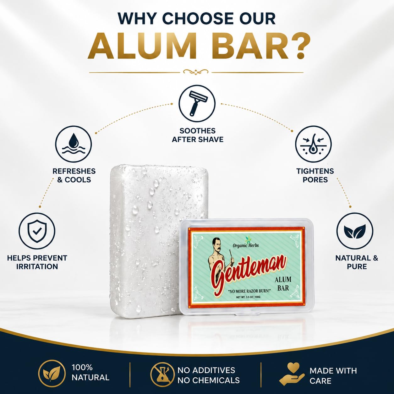 Natural Alum Block for Shaving Fitkari | Fitkiri Face After Shave Styptic, Piedra De Alumbre Deodorant for Shaving Razor Burn Relief - Travel Friendly Plastic Case, Aftershave for Men (100gm / 3.5 Oz)