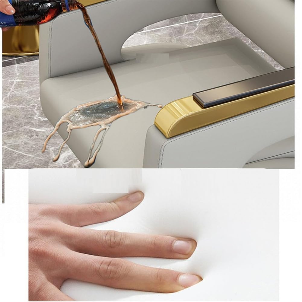 Salon-Styling-Stuhl, hydraulischer 360° drehbarer Friseurstuhl mit Fußstütze für Friseursalon,Silber,D | Hydraulisch höhenverstellbar, 360°, fleckenresistentes, leicht zu reinigendes PU-Leder