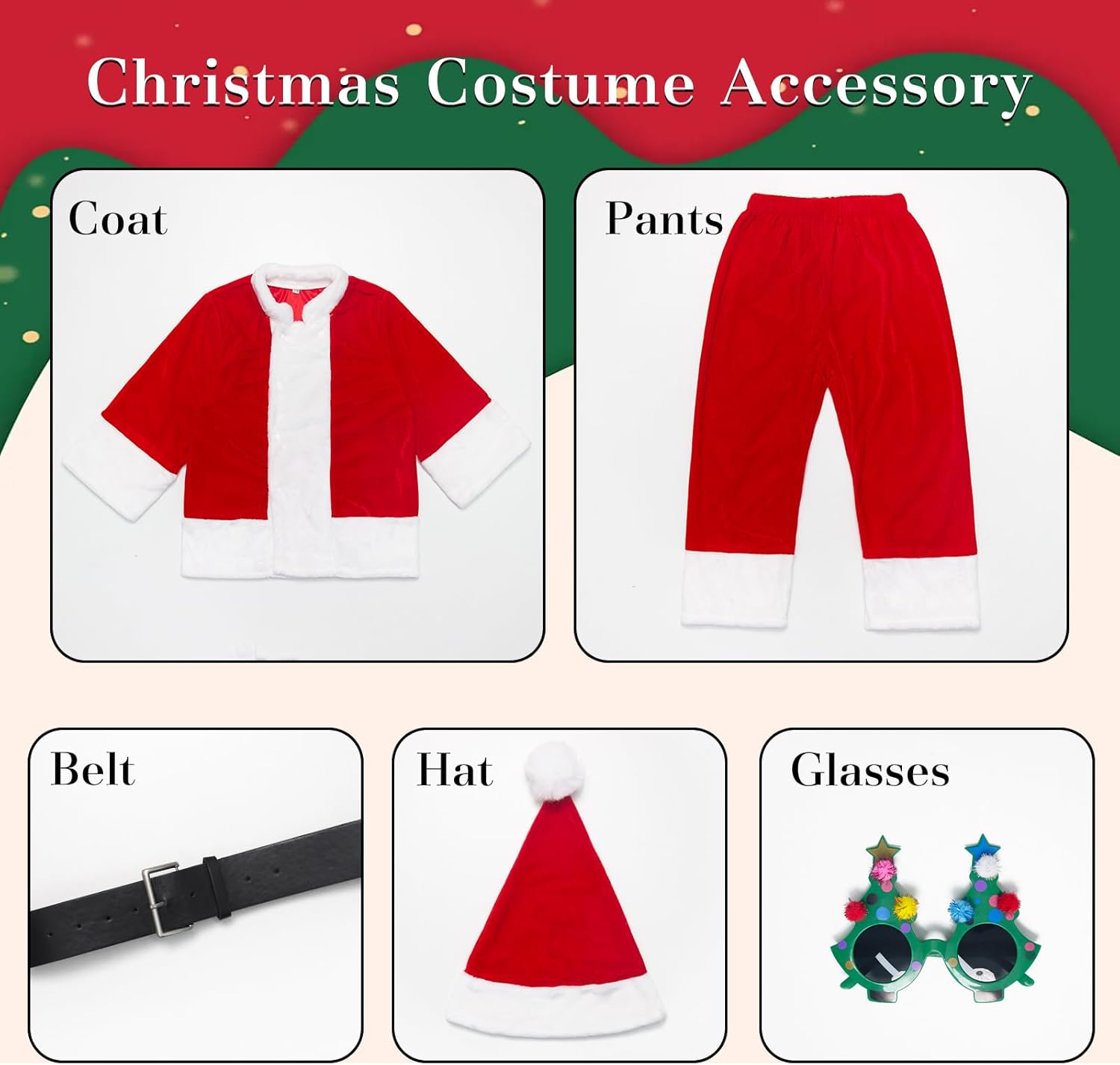 Kids Christmas Santa Costume Suit Cosplay Deluxe Plush Claus Costume for Boys Girls Halloween Christmas Party Outfits