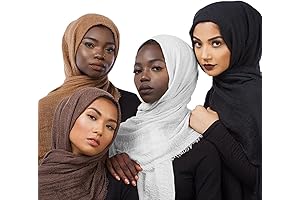 Hijab Muslim Long Cotton Wrap Scarf Solid Color Head Scarves for Women (4pcs set)