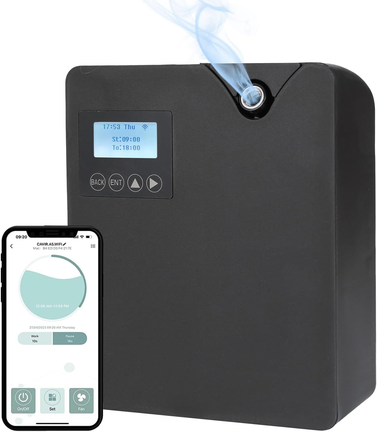 Smart Scent Air Machine 300 ML, bezwodny dyfuzor olejków eterycznych do aromaterapii z technologią nebulizacji, 2000 SQFT pokrycia Dyfuzor zapachowy HVAC do domu, hotelu, spa, sterowanie Bluetooth i W