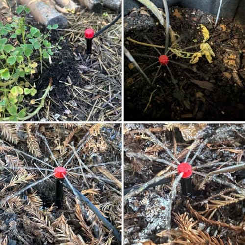 50 Pcs Adjustable Irrigation Drippers Sprinklers Watering Emitter Drip for Garden Watering System Micro Drip Anti-Clogging Emitters 360 Degree Dripper Drip Irrigation Parts Accessories (Red)