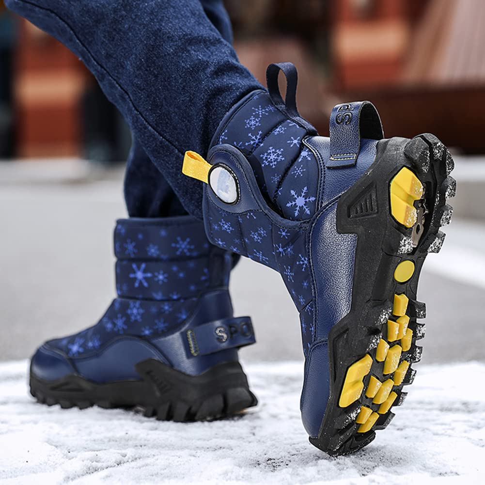 Bambini Stivali da Neve Ragazzi Fodera Calda Scarpe Invernali da Escursionismo Trekking Antiscivolo