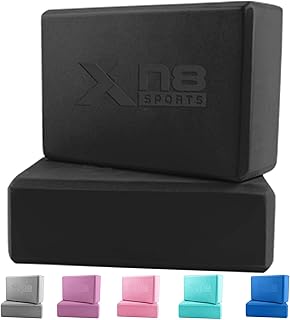XN8 Yoga Blocks Set of 2 High-Density Lightweight EVA Foam Yoga Brick For Deepen Poses Flexibility Pilates Strength Fitness Stretching Firm Sturdy Non-Slip Yoga Block
