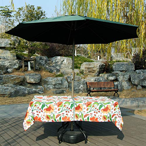 Image of EHouseHome Outdoor Indoor 60x84 inch Rectangle Tablecloth with Umbrella Hole and Zipper, Waterproof Zippered Patio Cloths, Spring /Summer Table Covers for Backyard Circular Table /BBQs /Picnic