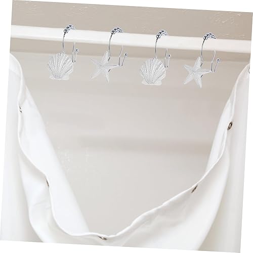 Miniatura 4 de Cabilock Ganchos decorativos para cortina de ducha 12 ganchos de ducha de doble cara, ganchos de cortina de ducha de doble deslizamiento para barras