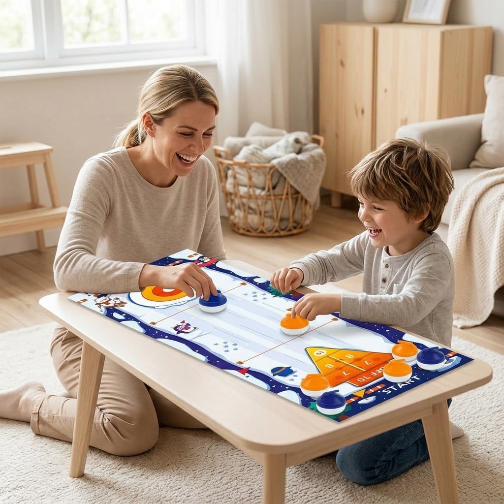 Jeu Table, Tapis Jeu Portable 4-en-1 &, Bowling & Serpents et Échelles pour Famille, Enfants, 5-en-1 Édition Limitée
