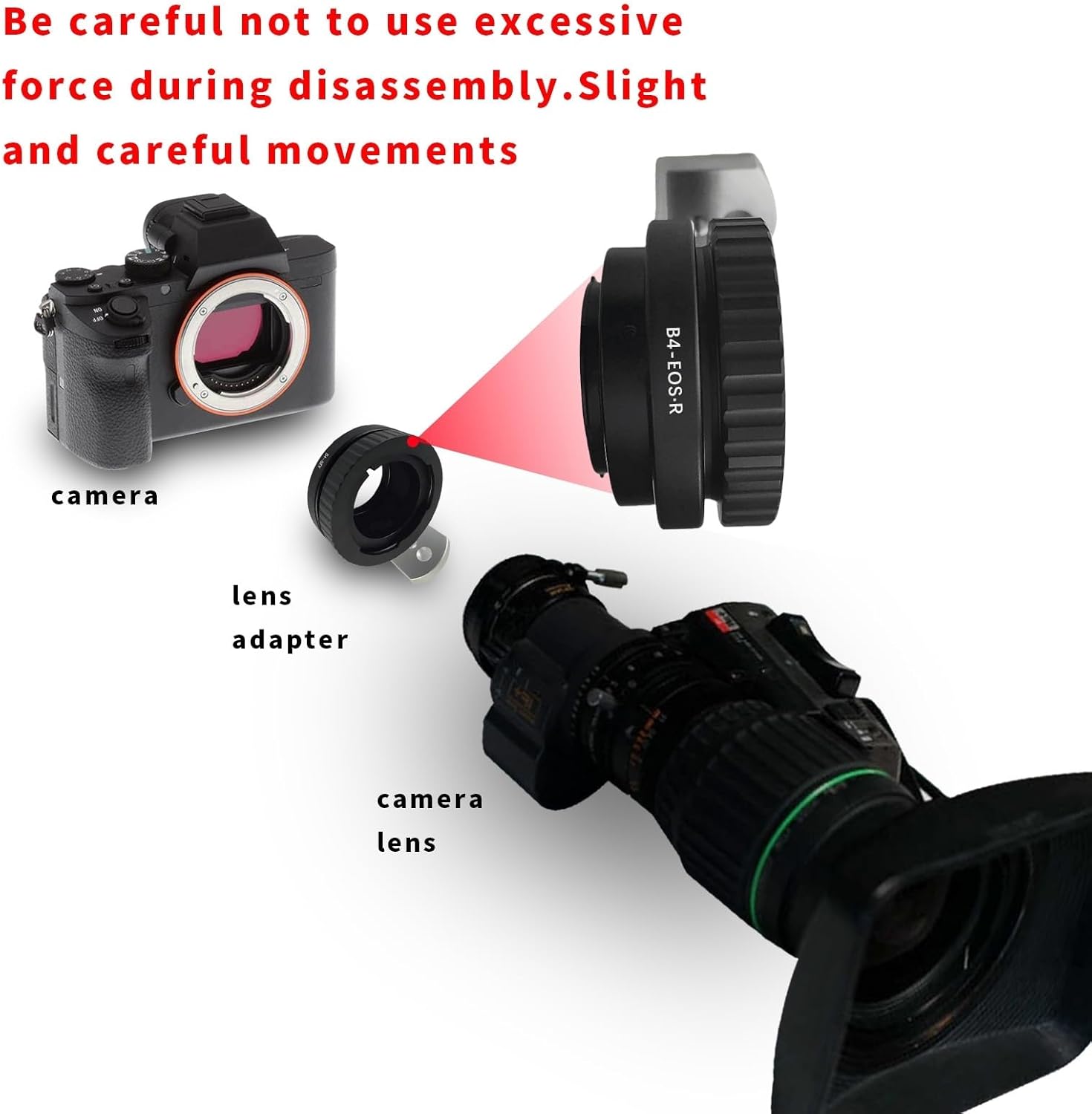 B4-EOS R Compatible with B4 2/3" Broadcast Grade Mount Lens & to EOS R Full Famer Camera.with Tripod Mount