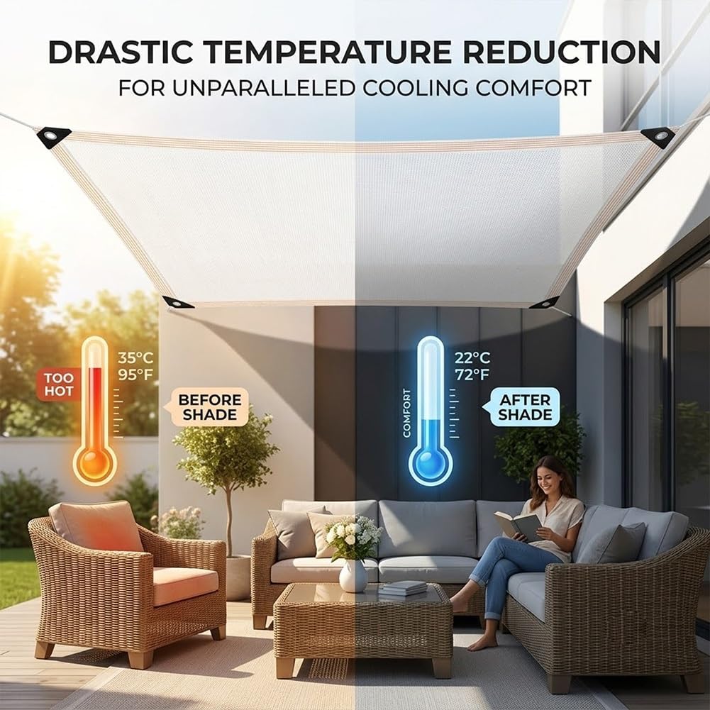 Malla de Sombreo HDPE con Ojales, 50-60% Red de Sombra para Jardín y Patio | Toldo Vela de Sombra Protección UV para Pérgola Invernadero, Tela de Lona Sombreo Transpirable y Permeable al Agua(5x8.50m)