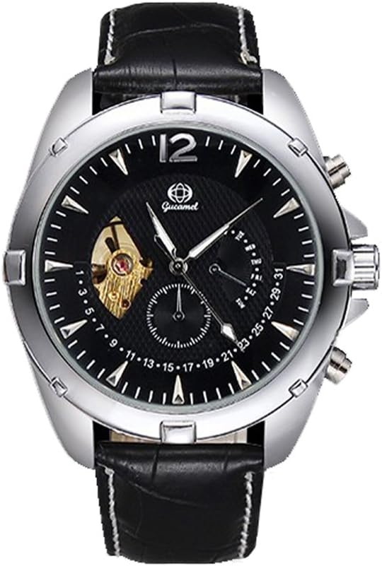 Gucamel Brand Mechanical Cow Leather Men's Wrist Watches