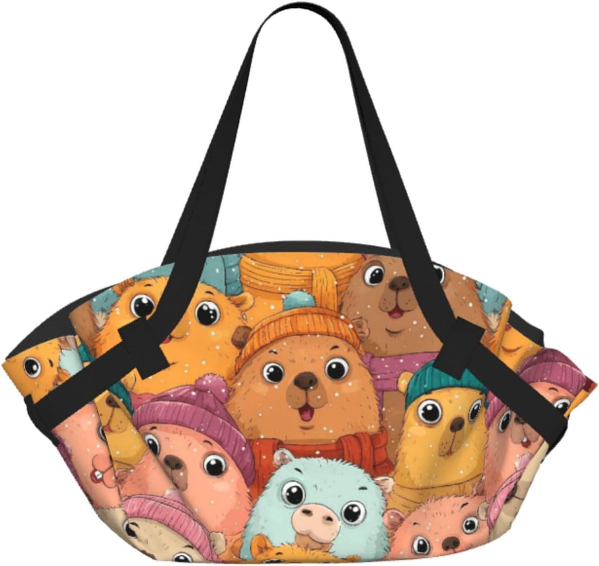Capybara (1) Pattern Foldable Camping Tote Bag Picnic Blanket Bag Portable Beach Mat Tote Waterproof Outdoor Picnic Mat Carry Bag