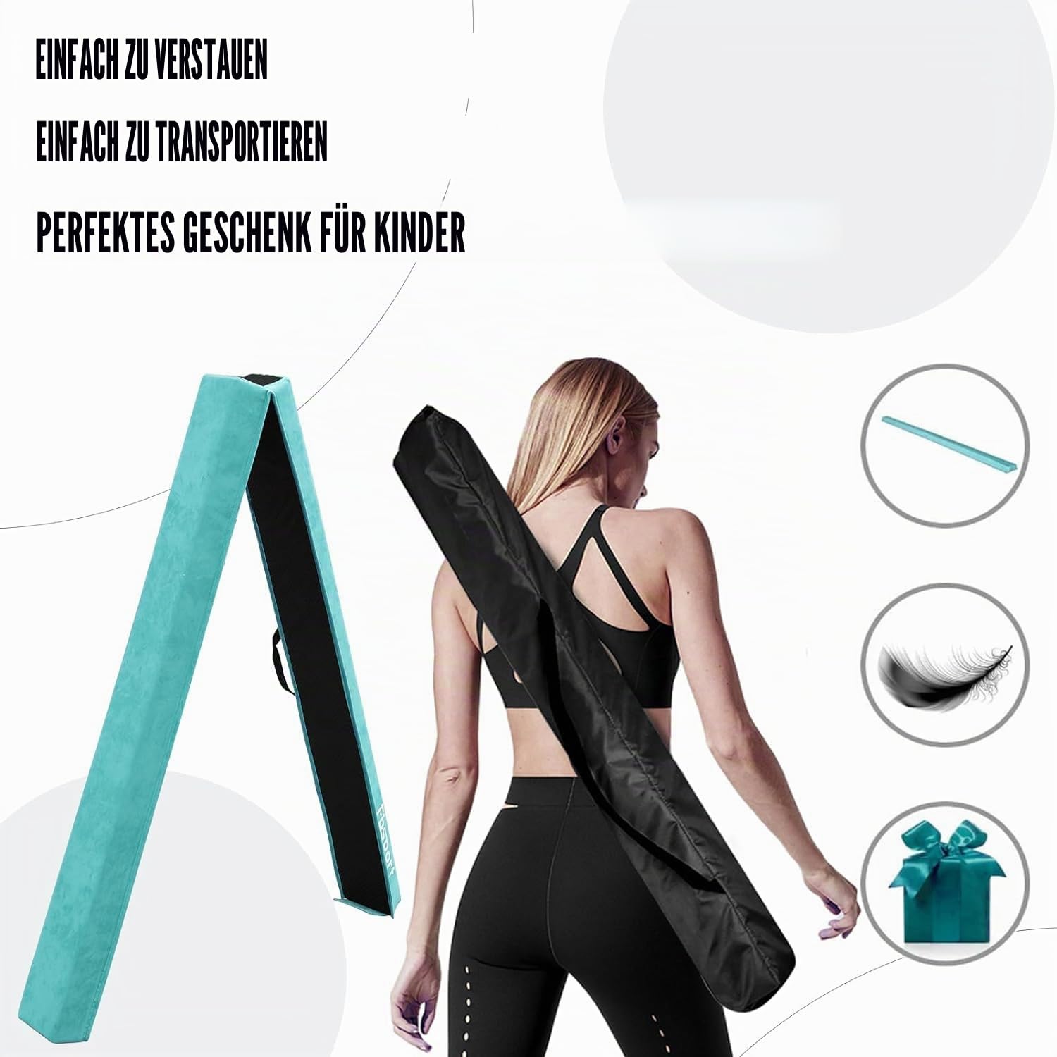 Schwebebalken Kinder 210/240/270/300cm Faltbarer Balken Turnen Balance Beam für Zuhause Training Klappbarer Schwebebalken Gymnastik Gymnastikbalken mit Rutschfestem Boden und Tragetasche
