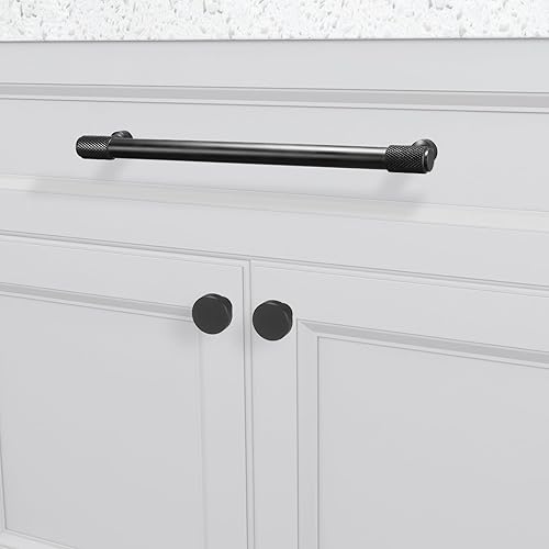 Miniatura 3 de BUKOBYHE Paquete de 10 manijas de gabinete de cocina de 7.5 pulgadas color negro mate moleteado tiradores de cajones negros tiradores de cajones de