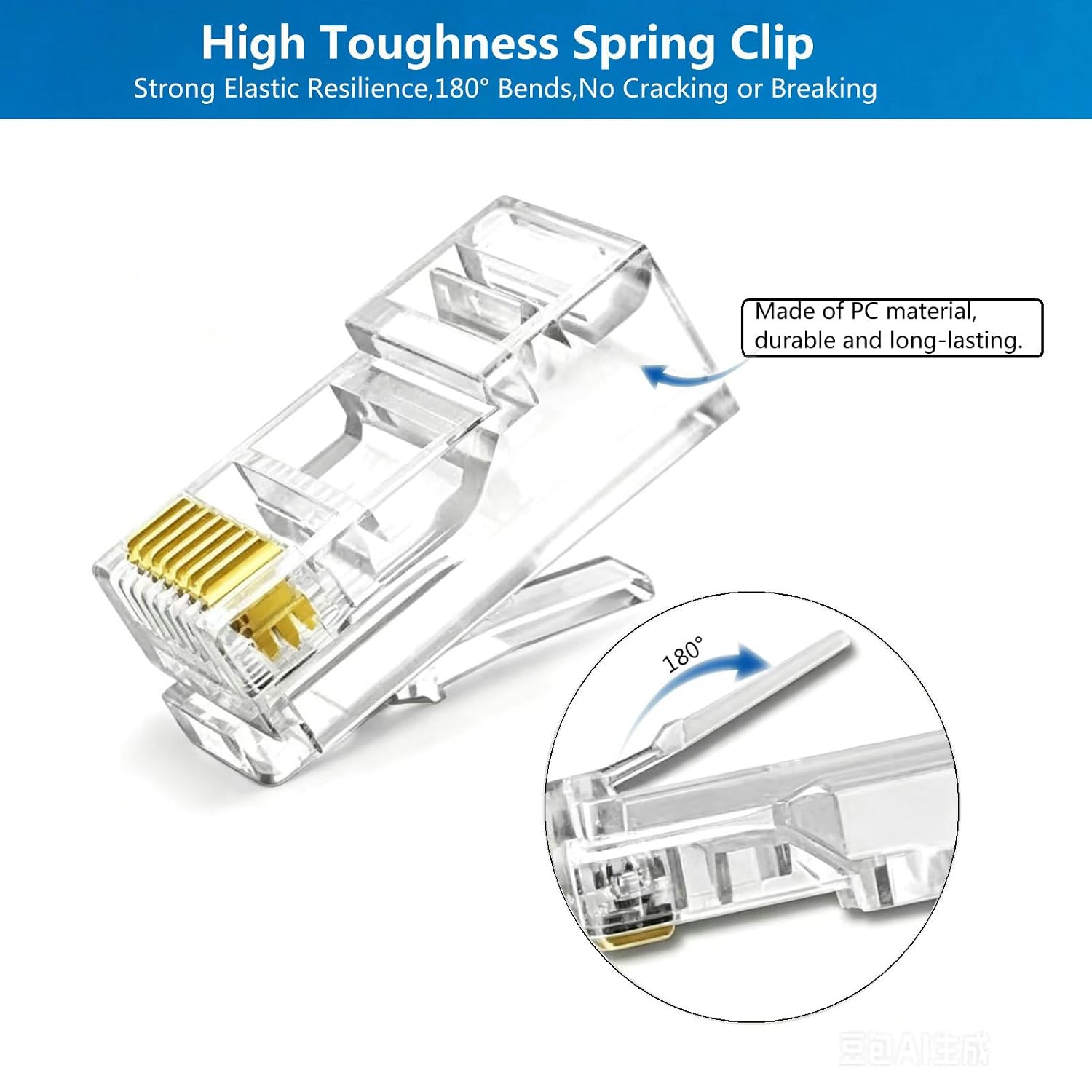 1000 Pcs Cat 6 Pass Through RJ45 Connectors, Gold Plated Cat 6 Ends / Cat6 Connector /RJ45 Modular Plugs/Ethernet Plugs/Network Connector for Solid or Stranded 8P8C UTP Ethernet Cable,Bag of 1000