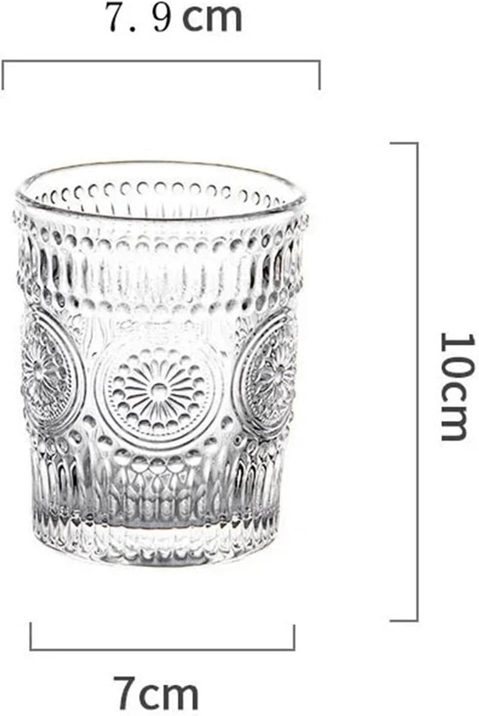 Water Cup Retro Relief Glass Cup Cold Drink Cups Transparent Juice Cup(2pcs,300ml)