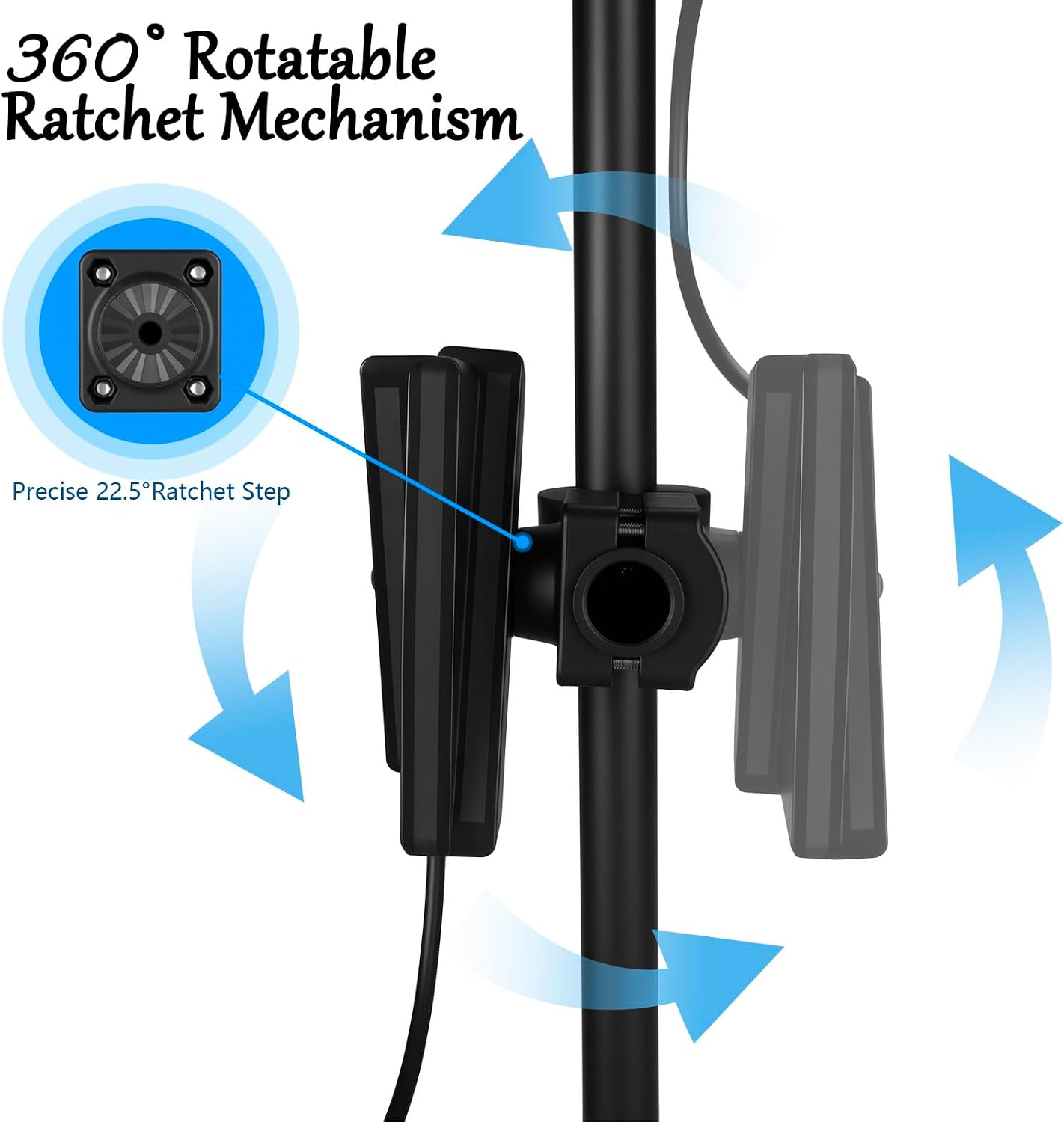 Large Clamp 0 Degree LiveScope Pole Mount Compatible with LVS34,MultiMode Transducer Mount for Pole & Trolling Motor Shaft