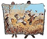 Pure Country Weavers Back Forty Flush Quail Blanket by Terry Doughty - Bird Hunting Lodge Cabin Gift Tapestry Throw Woven from Cotton - Made in The USA (72x54)