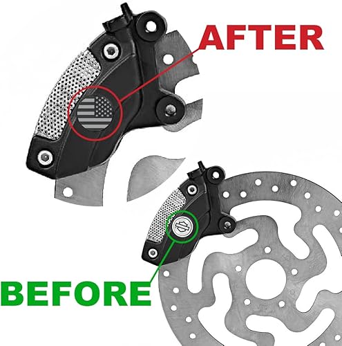 Miniatura 2 de Insertos de insignia superior de gel de bandera estadounidense negra y gris, compatible con Harley Davidson 2008-2023 con frenos Brembo de stock. Se