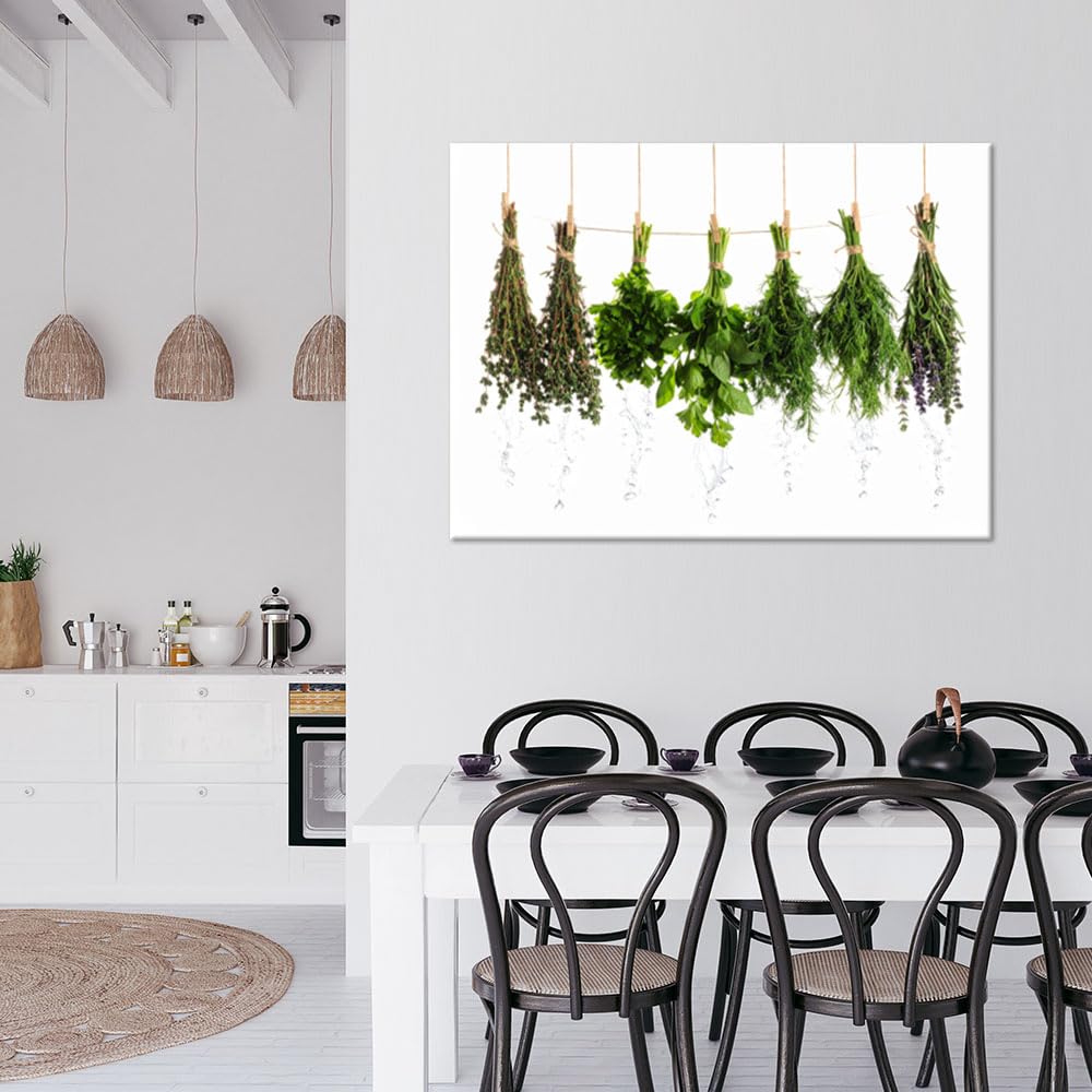 Feeby Stampa su Tela - Quadro su tela per la cucina - Quadro moderno - Erbe aromatiche piante - 100x70 cm - Decorazioni Parete