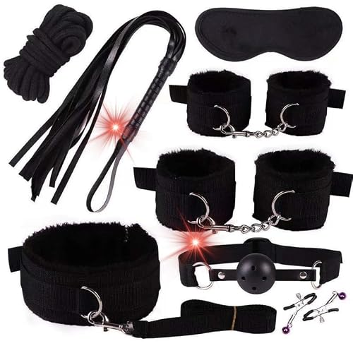 ZeeKoug Juego De 8 Piezas De Nylon Yoga CombinacióN Venda para Los Ojos Accesorios Juego Deportivo De MuñEca, Entrenamiento De Fitness Casual, PortáTil E Interesante, Regalos para Parejas (Negro)