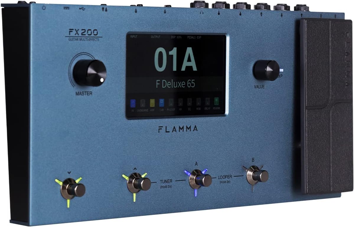FLAMMA FX200 Multi Effects Guitar Pedal with 5” LCD Touch Screen Programmable MIDI Port