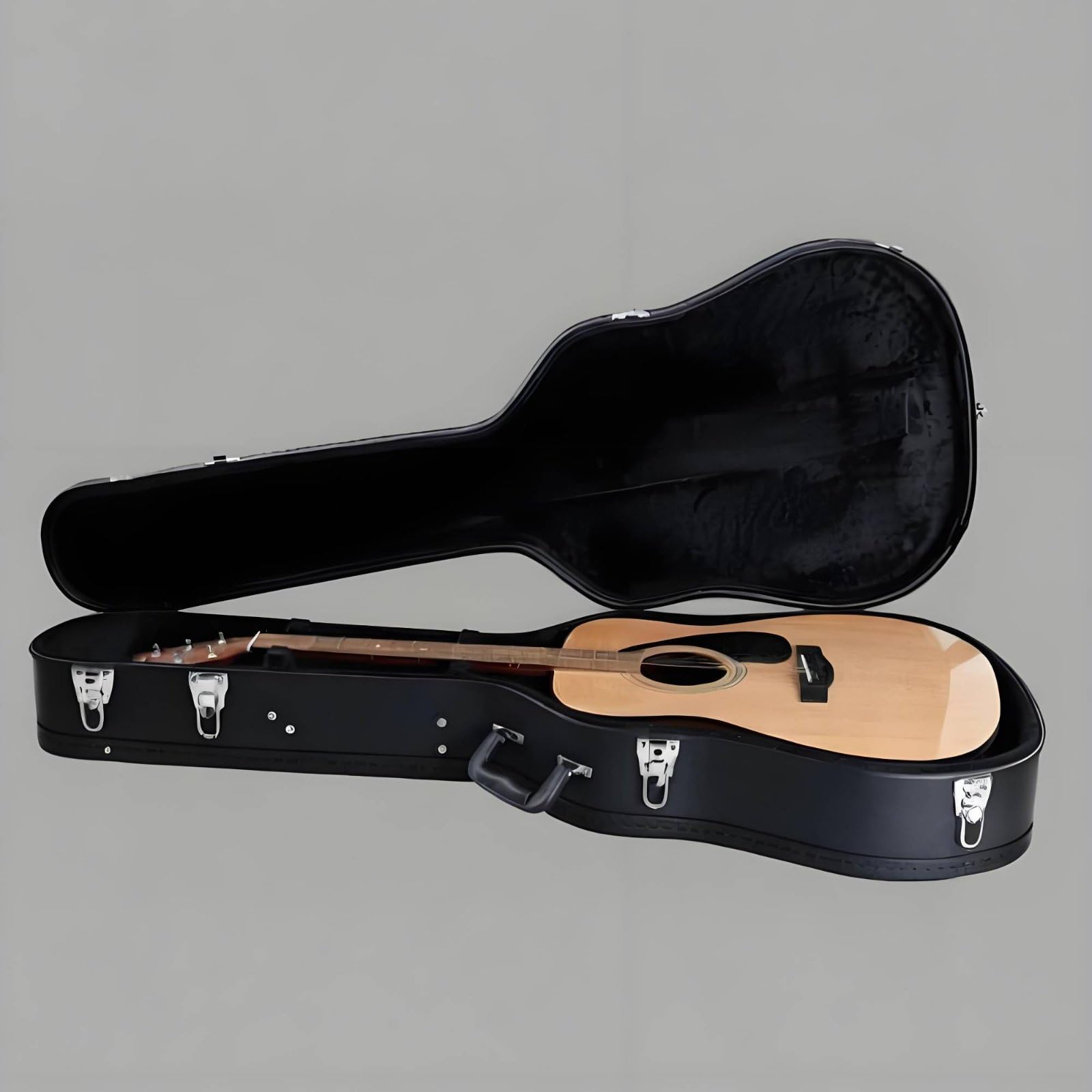 Qianly Attrezzatura Musicale Imbottitura 20 Mm, Custodia Rigida Per Chitarra 40/41 Pollici, PU, Esterno Nero, Interno Rosso, Con Maniglia