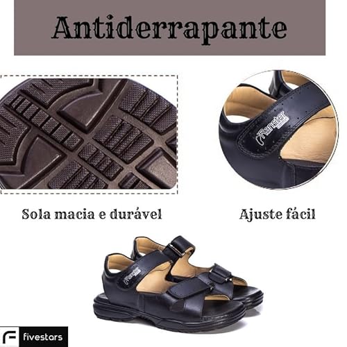 sandalia masculina de couro anti impacto gladiador Cor:Preto;Tamanho:38