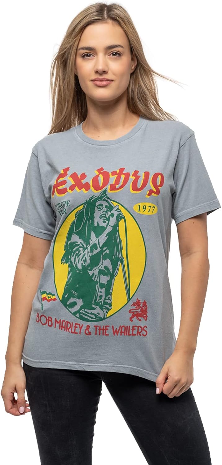 Official Bob Marley 1977 Tour T-Shirt - Men's Grey Dye Wash, 60% Cotton 40% Polyester, Unisex Sizing - View #3