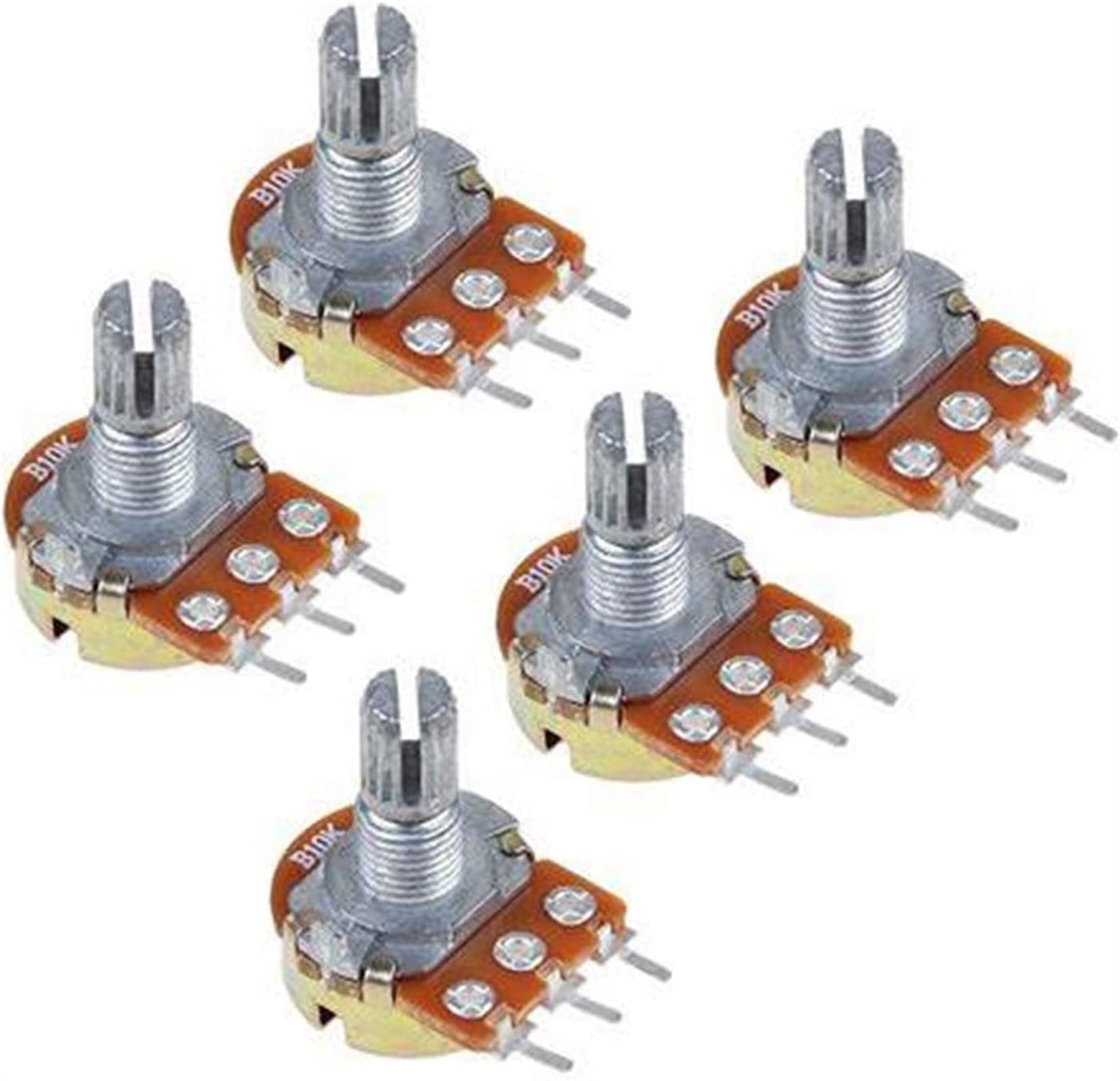 Accesorios de bricolaje Codificador rotatorio 5 unids/lote potenciómetro de película de carbono WH148 15mm 3 pines + Kit de tapa de perillas de interruptor giratorio rojo B1K 2K 5K 10K 20K 50K 100K 25