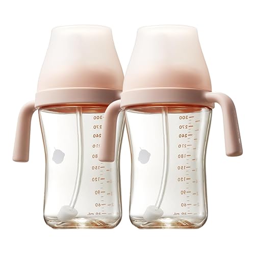 Bc babycare Sippy Cup Learner para niños de más de 6 meses con pezones y asas, vaso a prueba de derrames, vasos con pajita con peso, tazas para