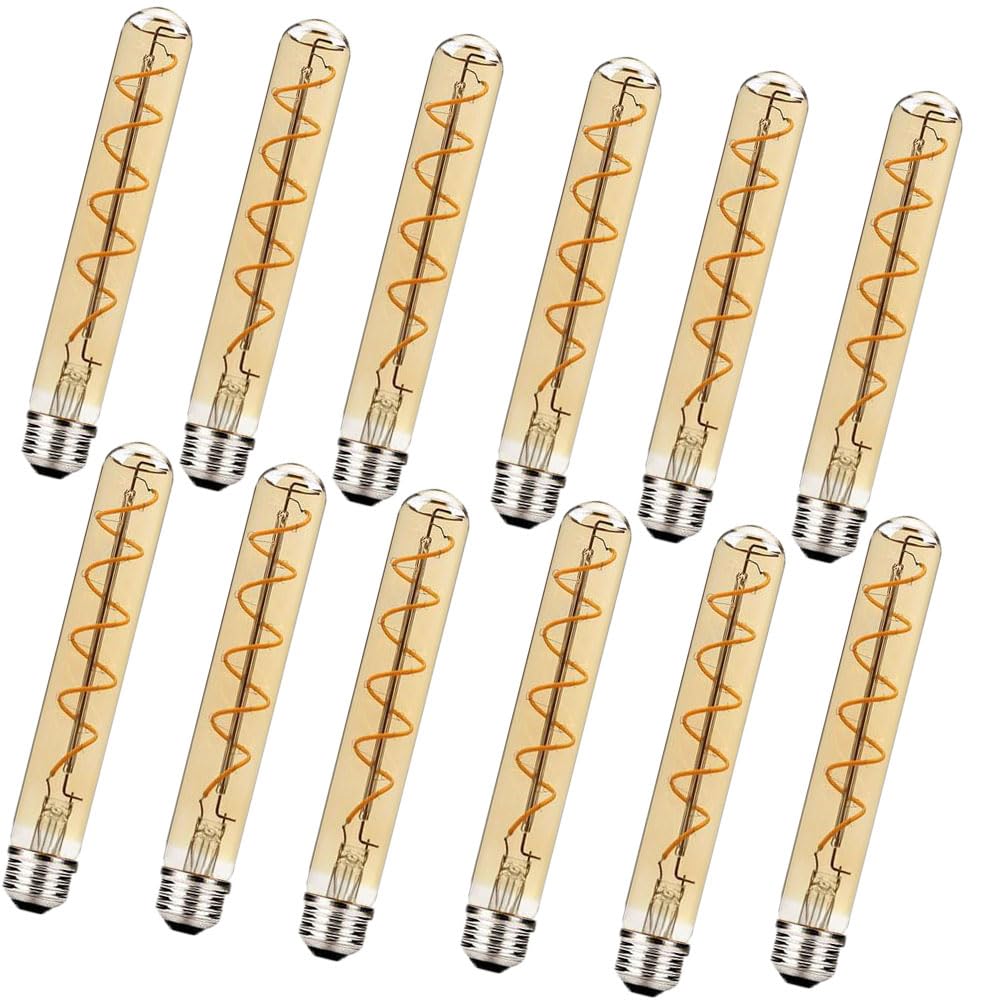 T30 E27 Ampoules LED à Filament Blanc Chaud 2700K,Lampe LED à Tube Long de 185mm Edison Ampoules à Tube Décoratif Vintage E27 4W(Remplacer L'ampoule Halogène 40W) 12 Paquet