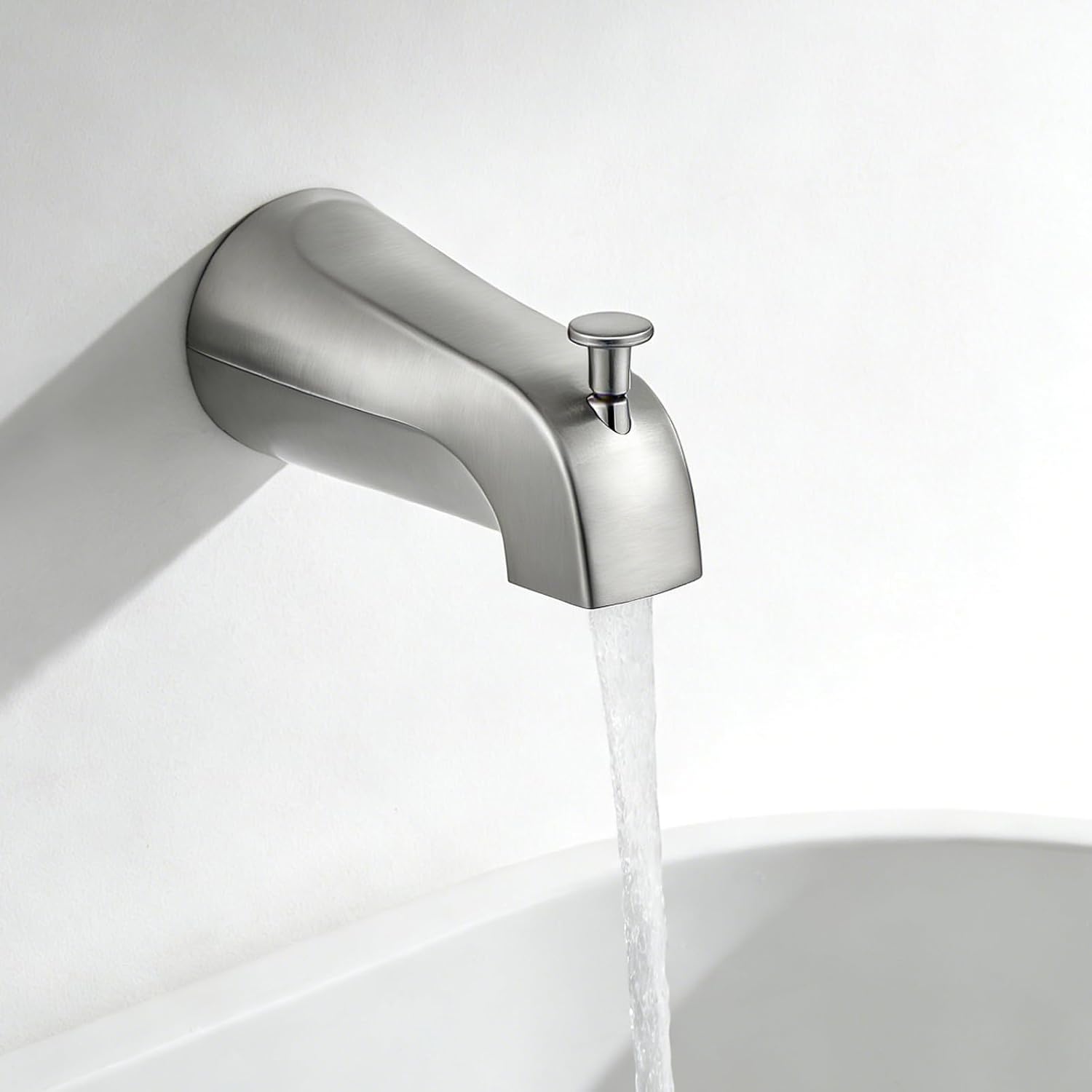 Tub Spout with Diverter, Brushed Finish, 5.3 x 2.48 x 3 in, Zinc Alloy, Bathtub Faucet with Pull-Up Diverter, Easy Control for Bathtub/Shower Switching