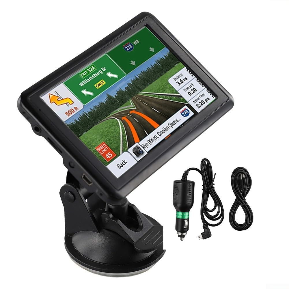Dispositivo de vigilancia GPS de 5 pulgadas con mapas del Reino Unido, 8 GB 128 MB para RAM, TFT Di-splay 800 x 480, FM Se-nder, para coche, camión, M-otorrad, portátil para navegador con soporte