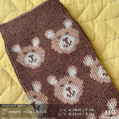 Image of IIG 5 Pairs Womens Pretty Vintage Wool Socks Unique Print Design Soft Cozy Warm Crew Socks Christmas Gift