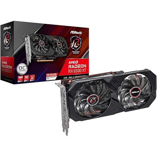 ASRock AMD Radeon RX 6500 XT Phantom Gaming D 4GB OC GDDR6 0dB Silent Cooling 18 Gbps 64-bit 7680 x 4320 Graphics Card Dual Fan HDMI DisplayPort