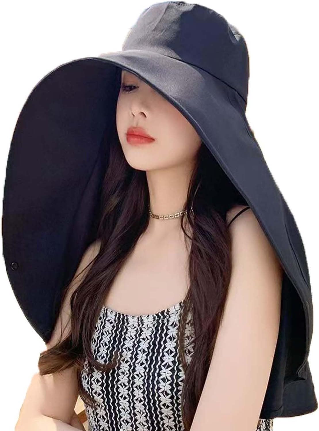 Women’s Wide Brim Sun Hat with Neck Flap for Outdoor Protection