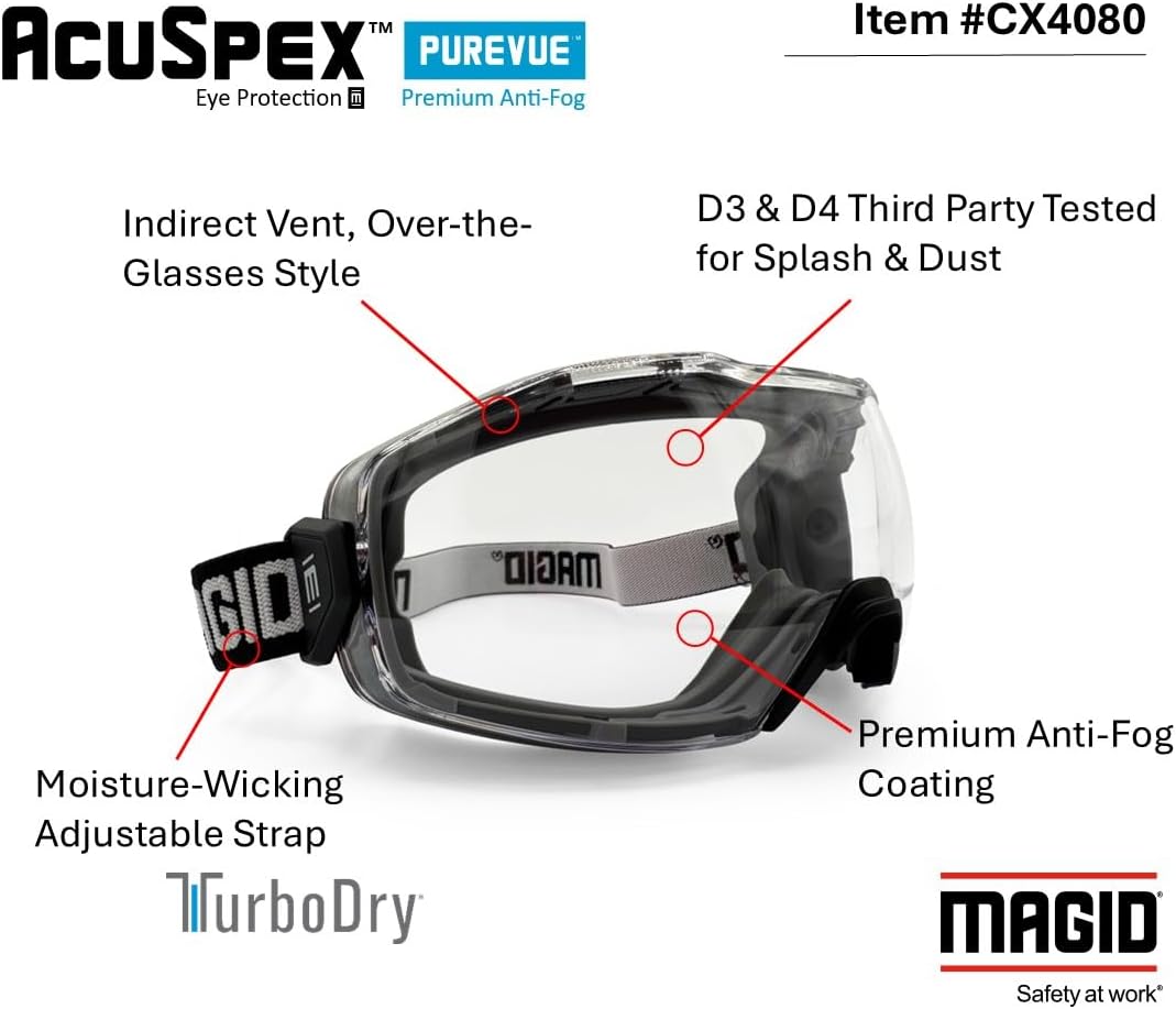 MAGID Unisex Acuspex Otg Safety Goggle