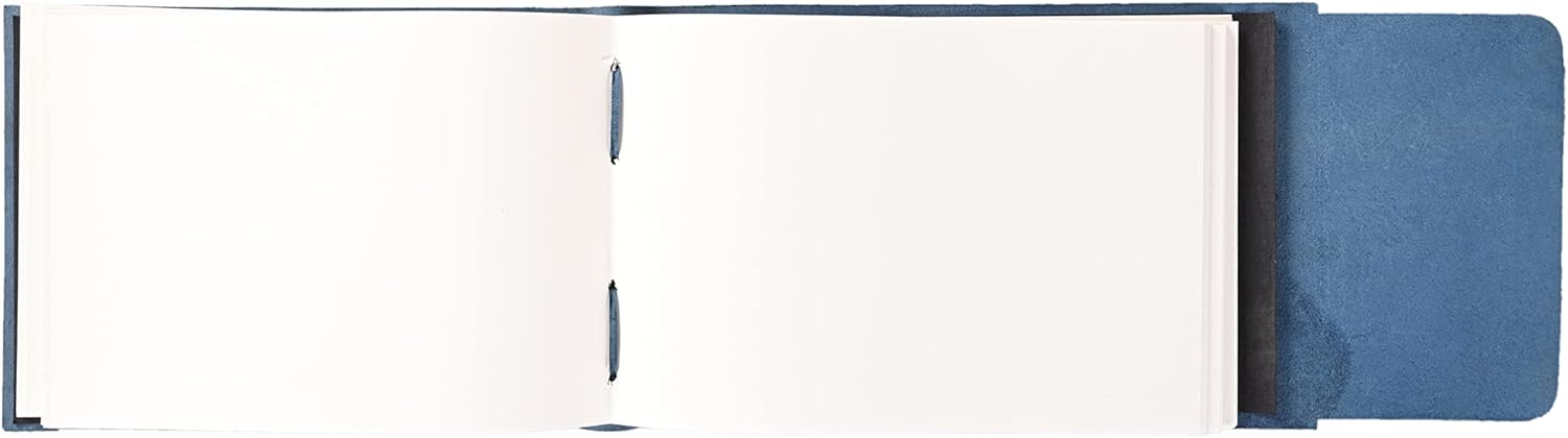 Leather Drawing Journal Daily Travel Diary, Antique Handmade Vintage Bound Rustic Writing Notebook, Genuine Leather Unlined/Blank Cream Paper, Art Sketchbook, 7x10 Inches-Blue