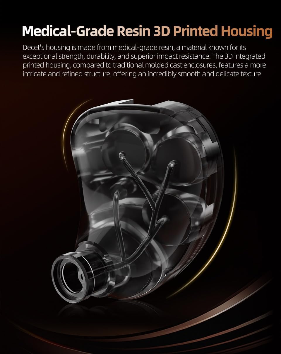 KZ Decet Array 10-Unit Dynamic Driver Earphones - in-Ear Earbuds with Replaceable Cables, Immersive Sound Experience (No MIC, Black Standard)