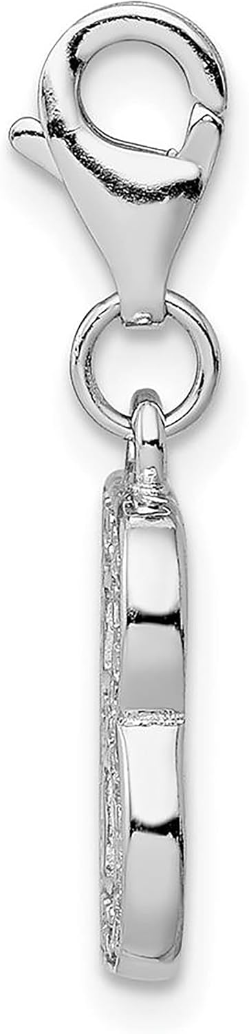 925 Sterling Silver Amore La Vita Polished CZ Small Size Letter B Initial Bracelet Charm Lobster Clasp