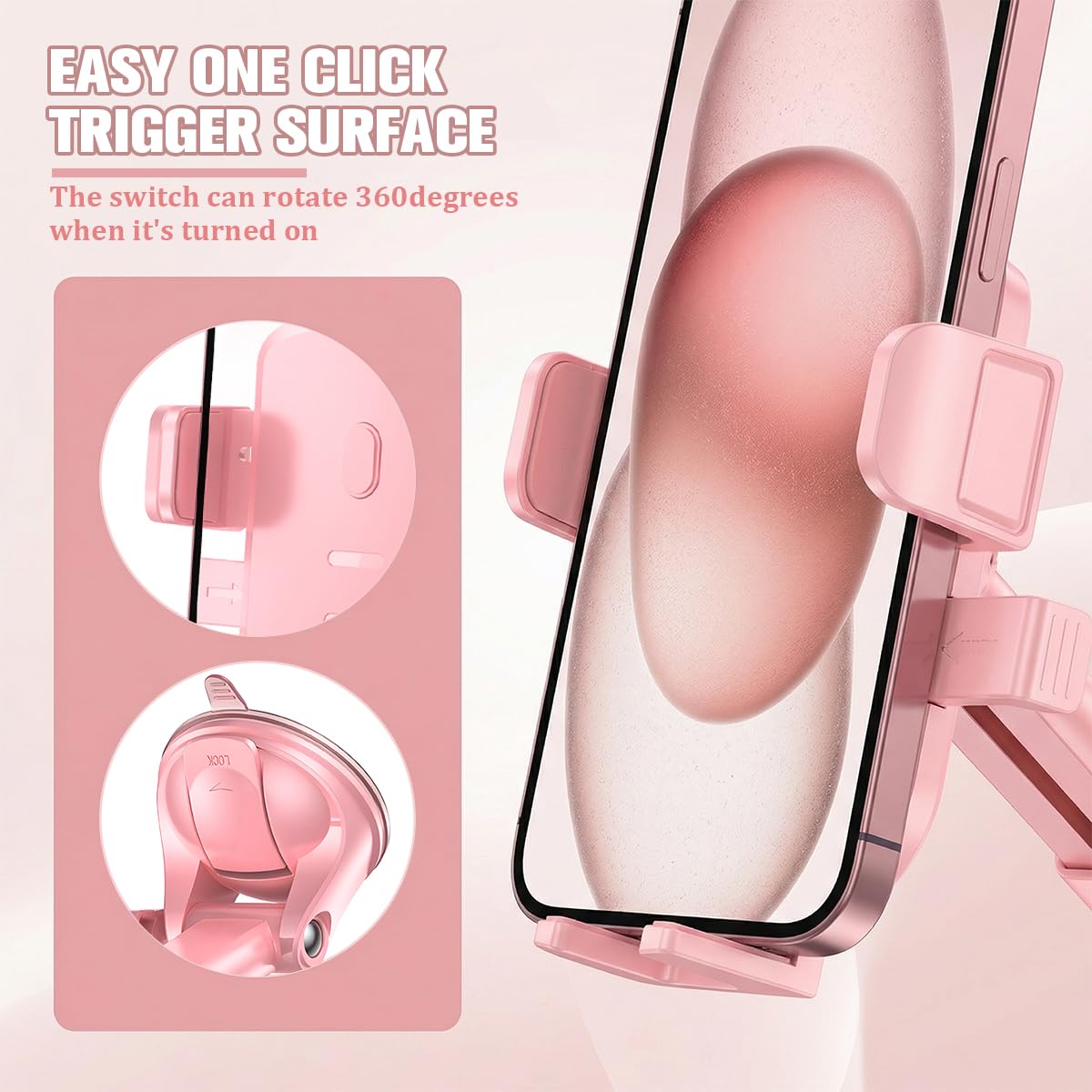 Soporte para teléfono de coche, manos libres, ventosa fuerte, soporte para teléfono celular con gancho de ventilación de aire, soporte interior para teléfono inteligente, ajuste universal