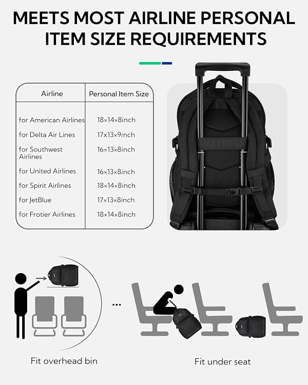 WATERFLY College Backpack for Students: 25L School Backpack with 15.6-16" Laptop Anti-shock Compartment & Trolley Sleeve, Bookbag for Women Men, Water-Resistant Lightweight Daypack for Travel Work by WATERFLY - Image 6
