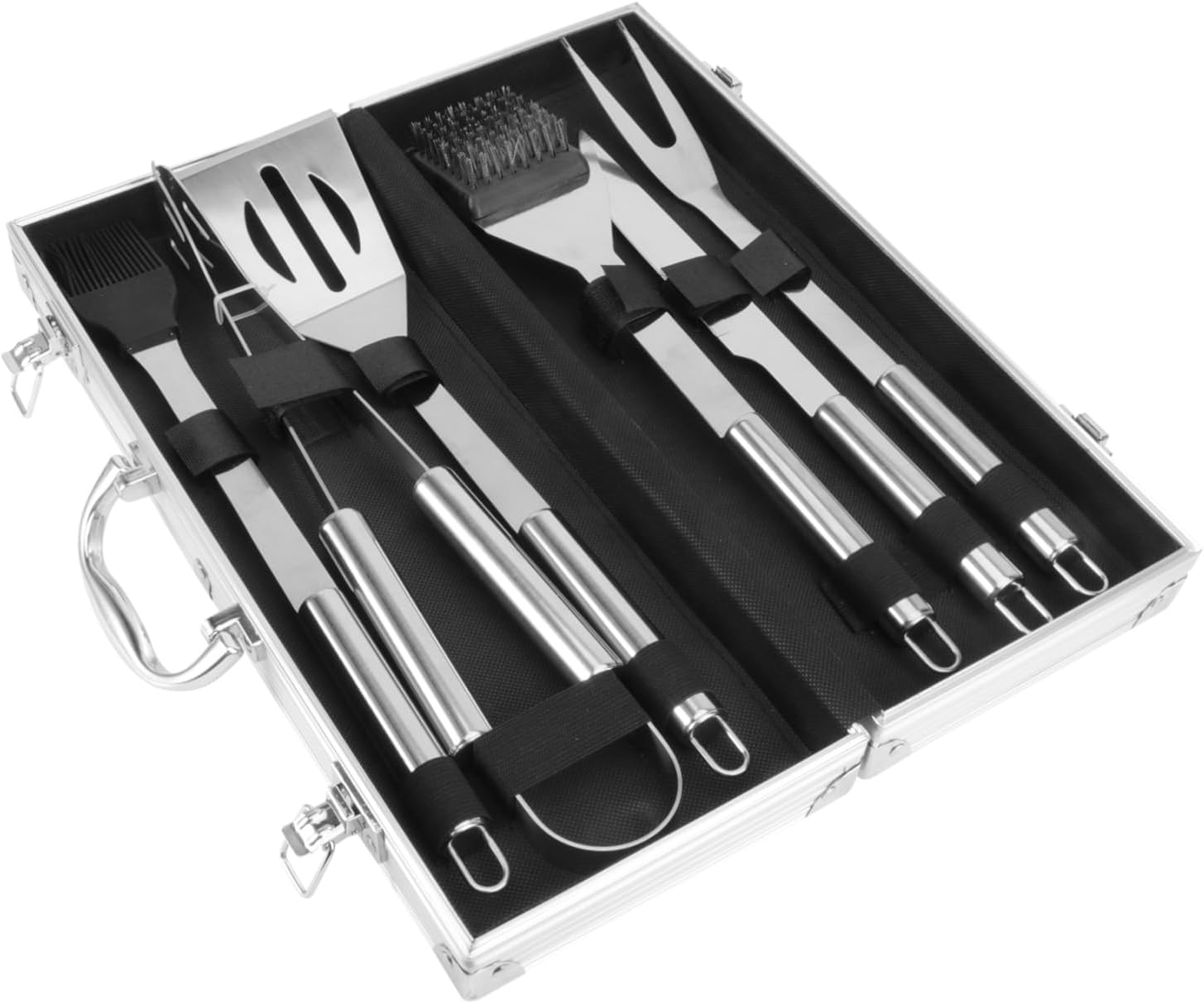 ibasenice BBQ Grill Tool Set Utensils Aluminum Case Grilling Accessories for Outdoor Cooking