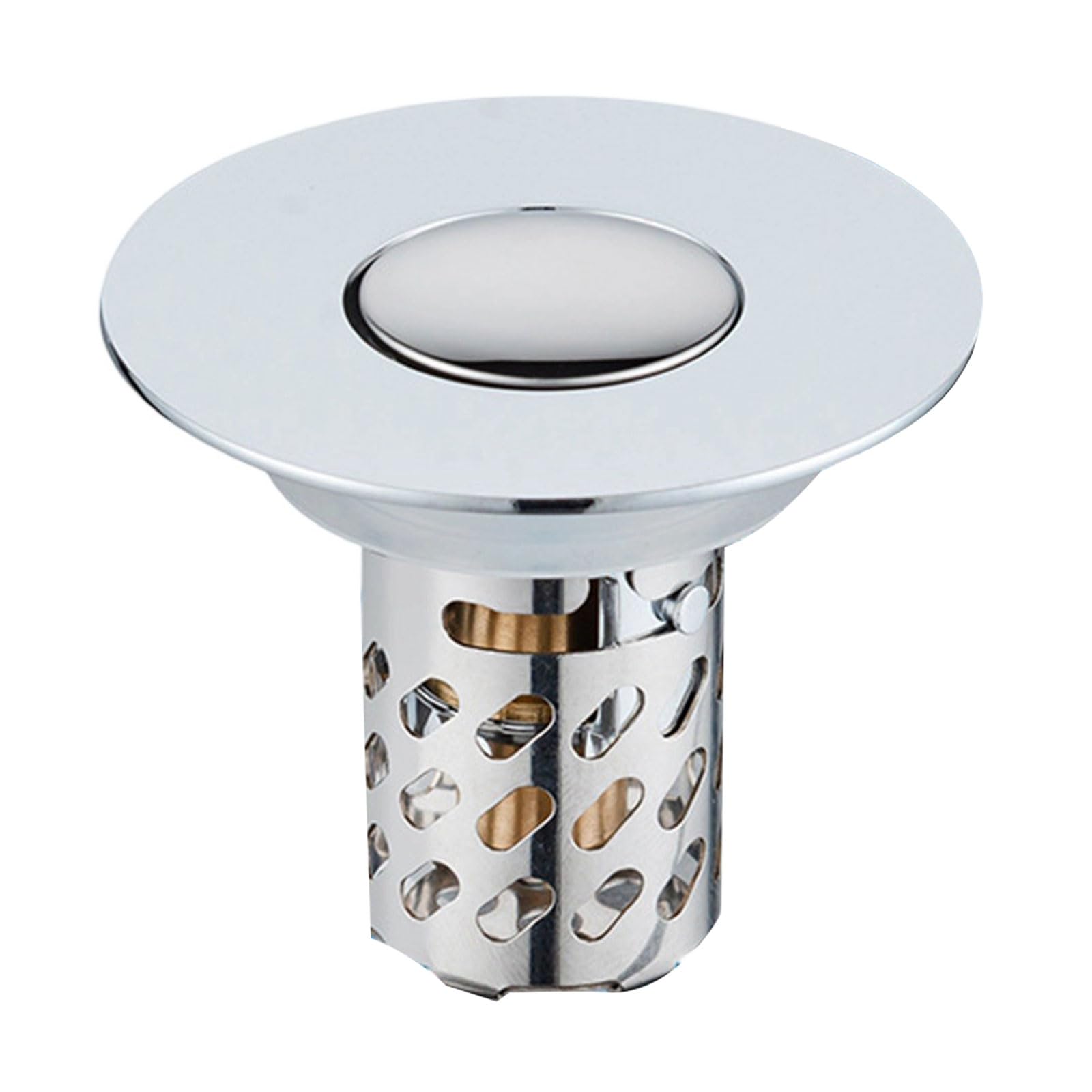Upgrades Push Down Sink Drain Stoppers Steel Neutral Filter Hair Strainer Not Clogging Waste Plugs for Bathroom Basin Stoppers Clog Bathroom Filter Plugs