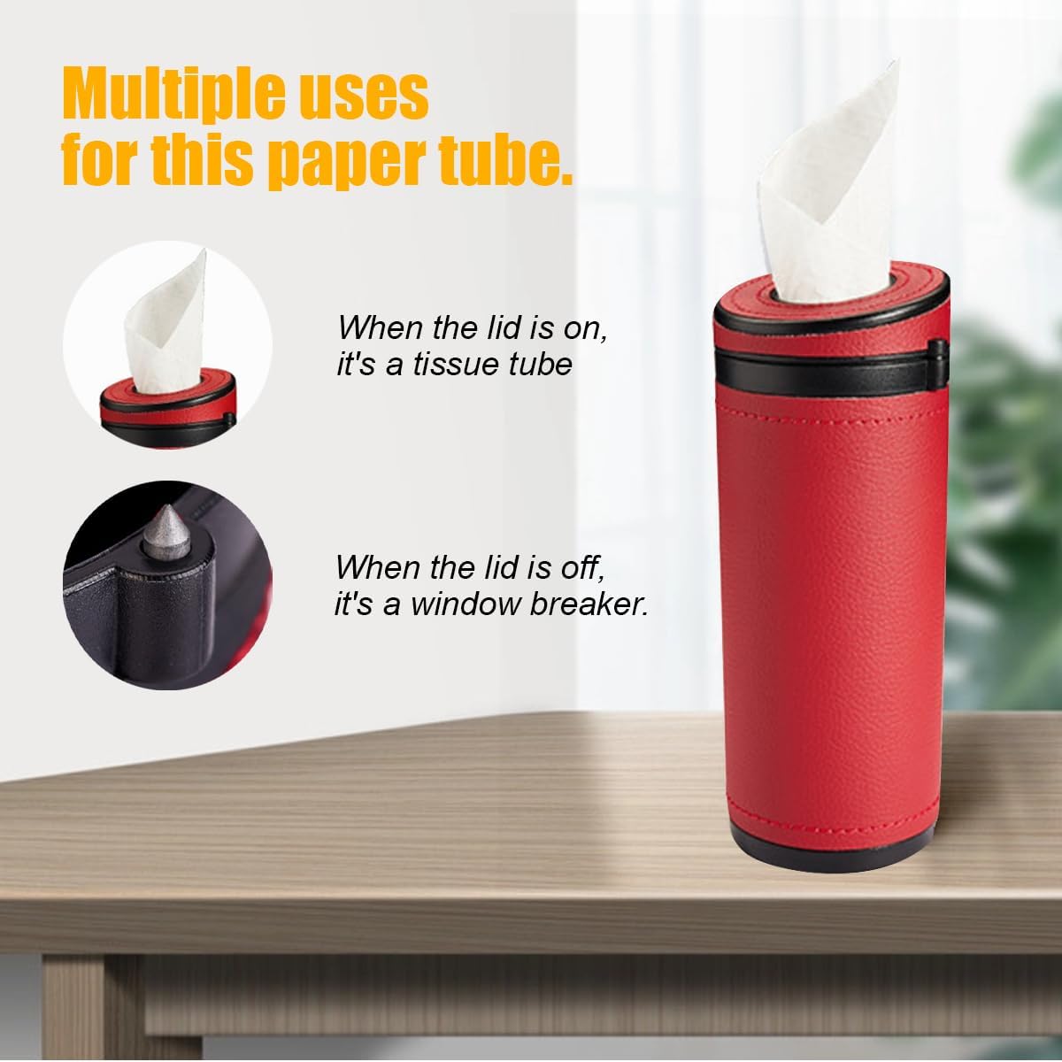 ZIMISI Car Tissue Holder, Convenient Travel Napkin Boxes, Car Tissues Cylinder, Round Canister Napkin Holder, Travel Tissue Tube Container for Vehicle Cup Holder, Home, Office (Burgundy) image 4