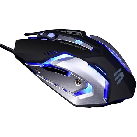 LINGYI Wired Gaming Mouse, 4 Adjustable DPI Levels, 6 Programmable Buttons and 4 Circular & Breathing LED Light, Light Up Computer PC USB Mouse Used for Games and Office [ Black ]