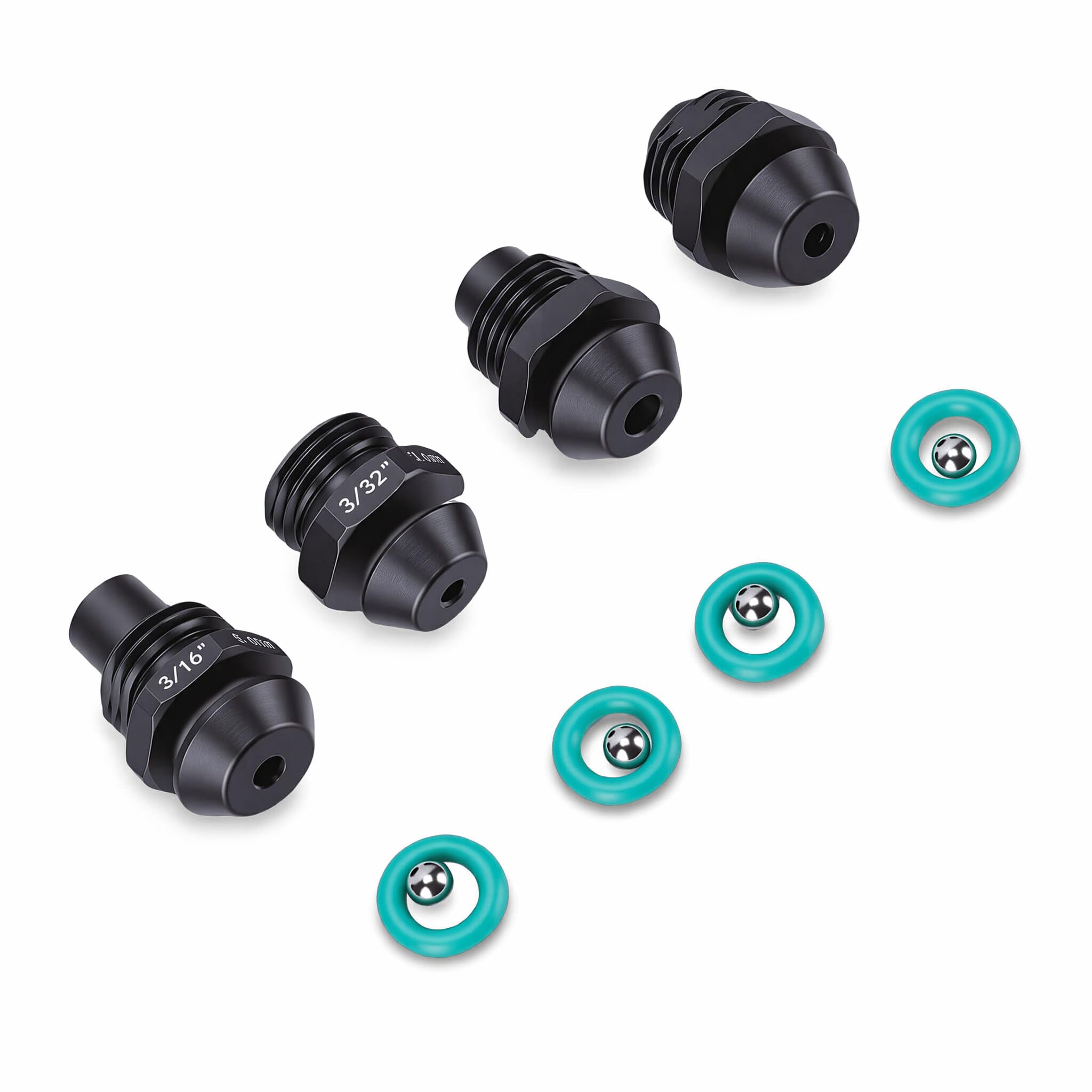 Jiawu 48-54-0100 Rivet Tool Retention Nose Pieces for 2550 M12, 4 Sizes 3/32 1/8 5/32 3/16 Steel Replacement Parts with Etched Size Markings