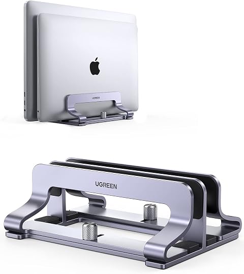 UGREEN Soporte Vertical para Portátil Ajustable con 2 Ranuras Elevador | Laptop Stand de Mesa Compatible con MacBook Pro/Air, Matebook, HP, iPad, Tableta y Otro Gris