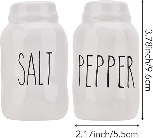 Miniatura 2 de Juego de salero y pimentero de cerámica escandinava, estilo granja, estilo escandiano, retro, color blanco
