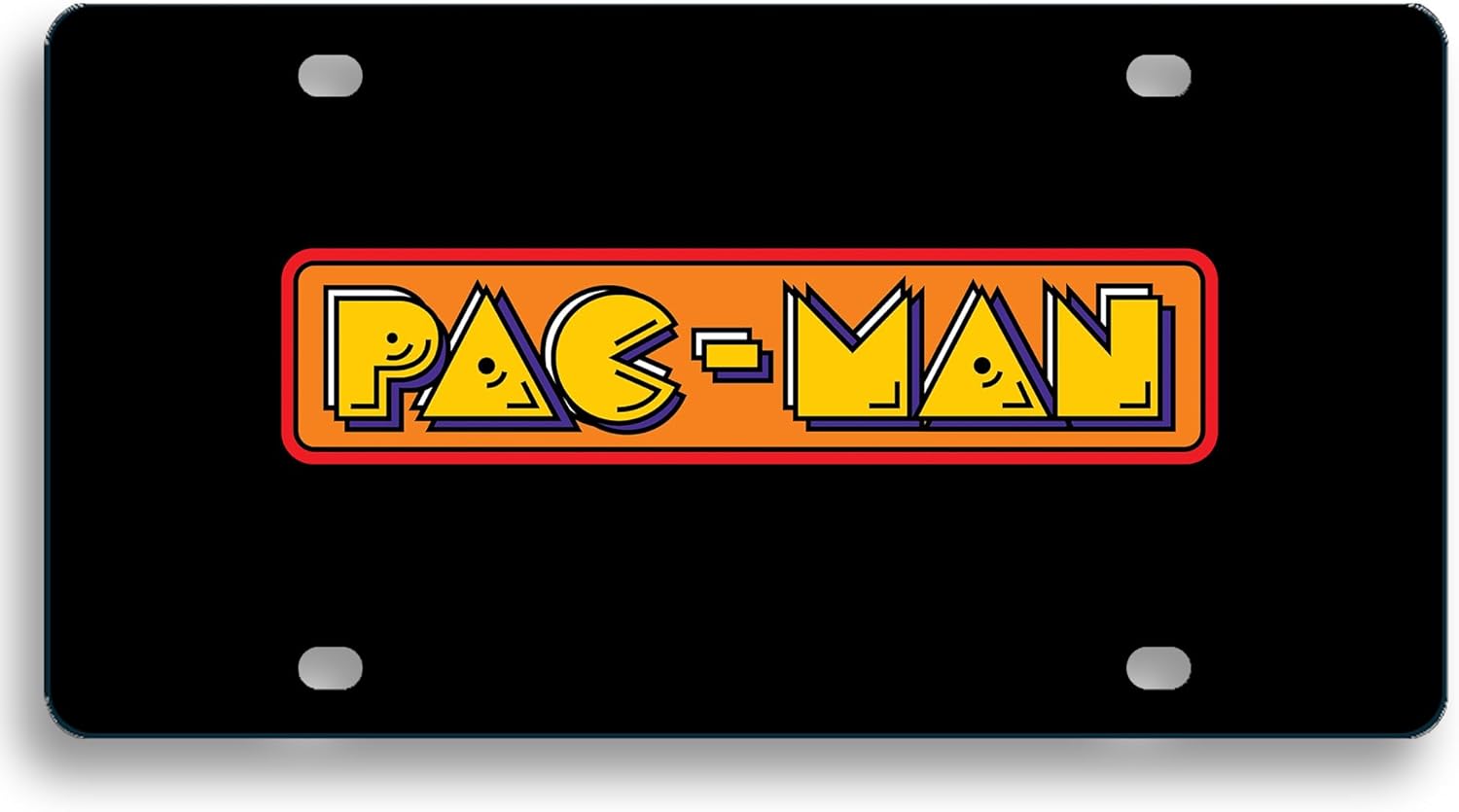 Pac-Man Game Over Black Acrylic License Plate Frame - Retro Gaming Car Accessory for Gamers - Official Licensed Product by Bandai Namco